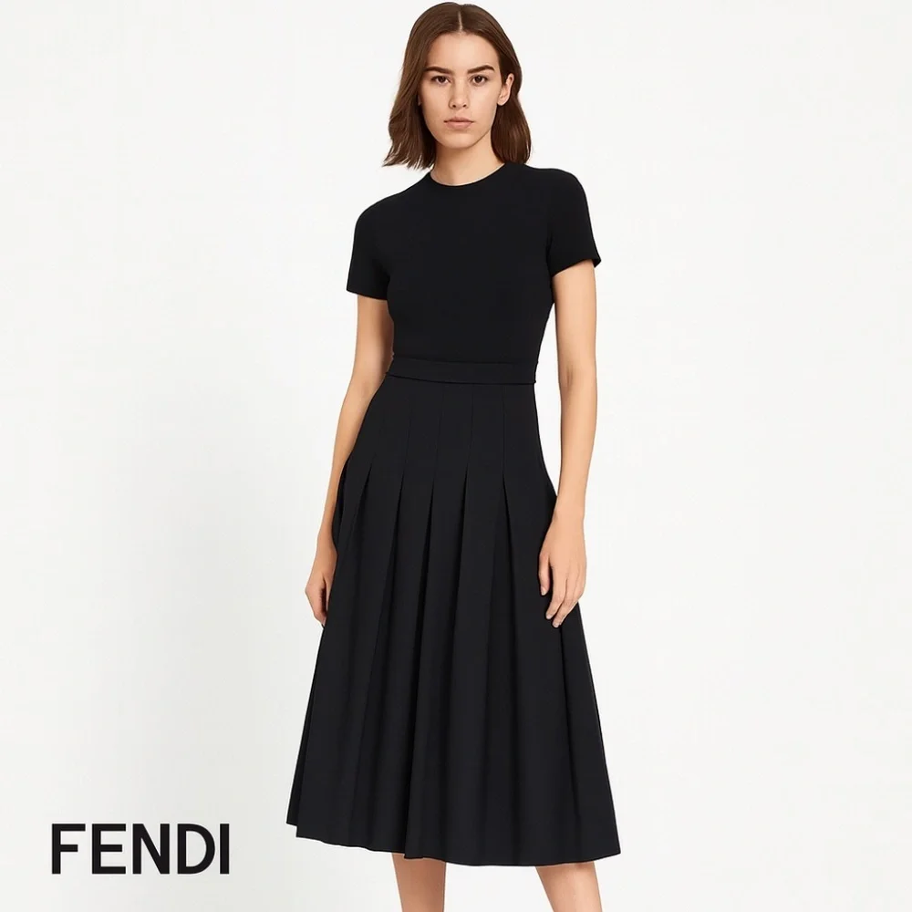 Fendi black pleated